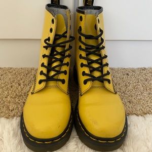 yellow Dr. Martens boots
